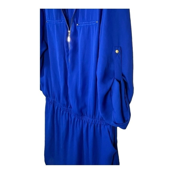 New Look Royal Blue Roll Tab Sleeve Zip Front Romper Plus Size 2X Pockets - Picture 4 of 10